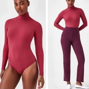 SPANX Suit Yourself ribbed stretch fitted mock neck thong  bodysuit L